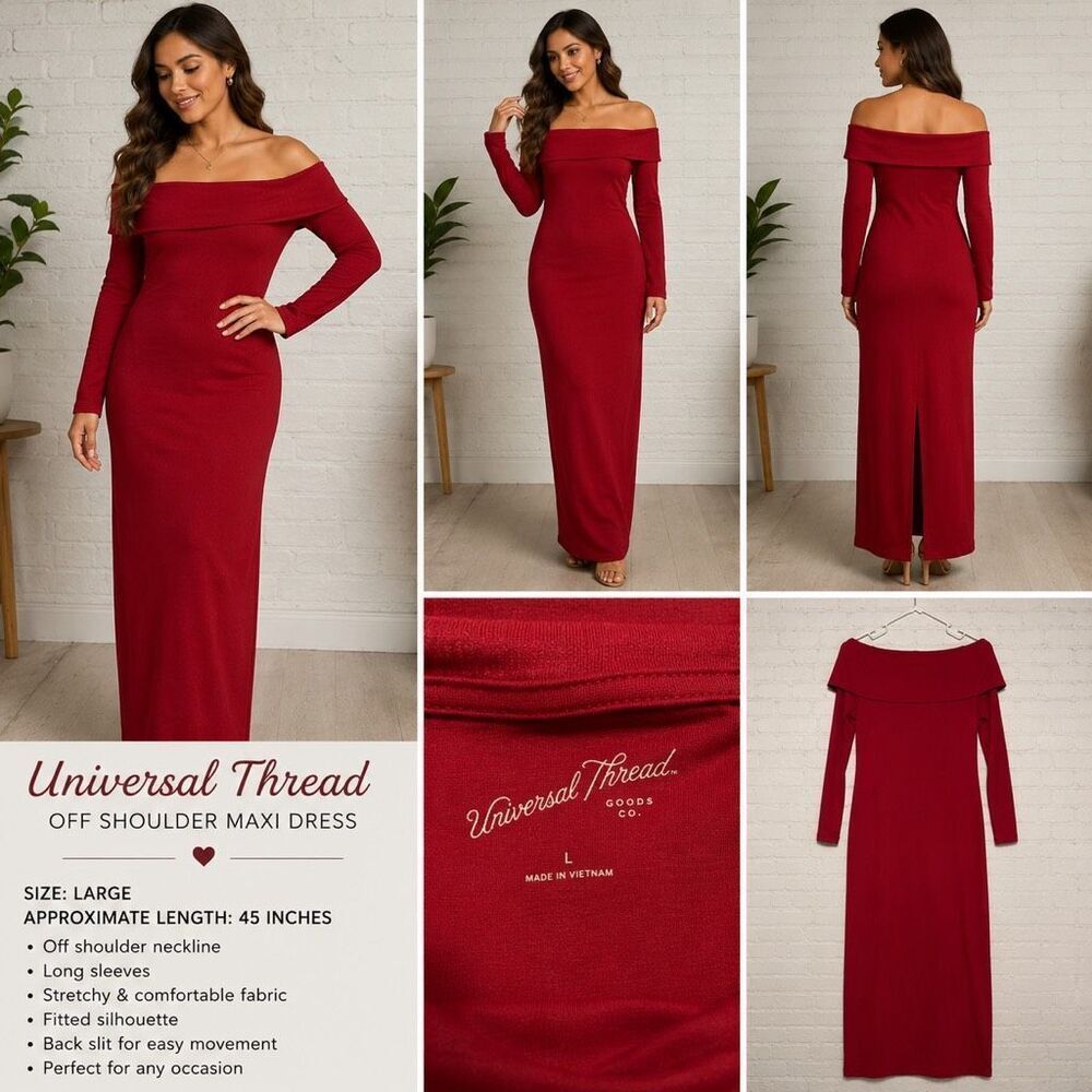 New Universal Thread Off Shoulder Maxi Dress Size Large